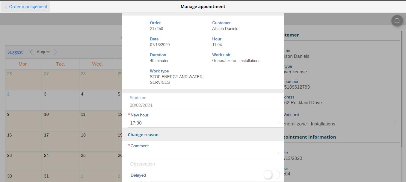 Order Management Functionality